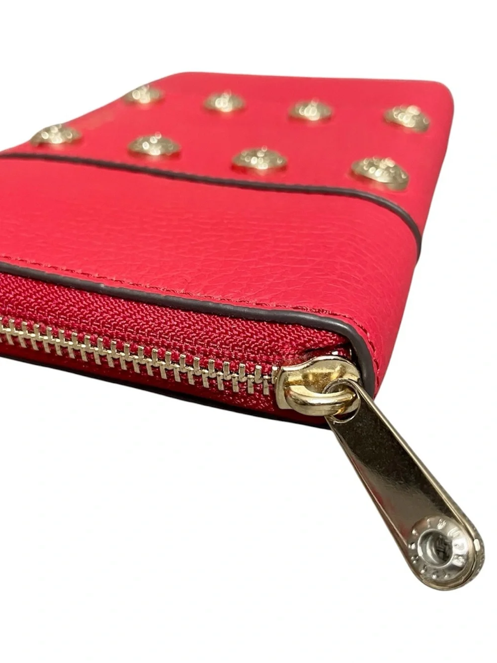 Henri Bendel Red Pebbled Leather Continental Zip Around Organizer Wallet NEW - Picture 4 of 11